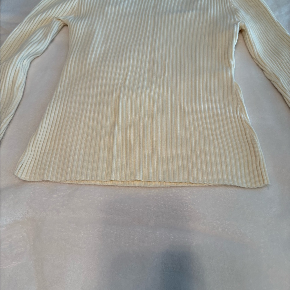 Cream Ribbed Crew Neck Sweater